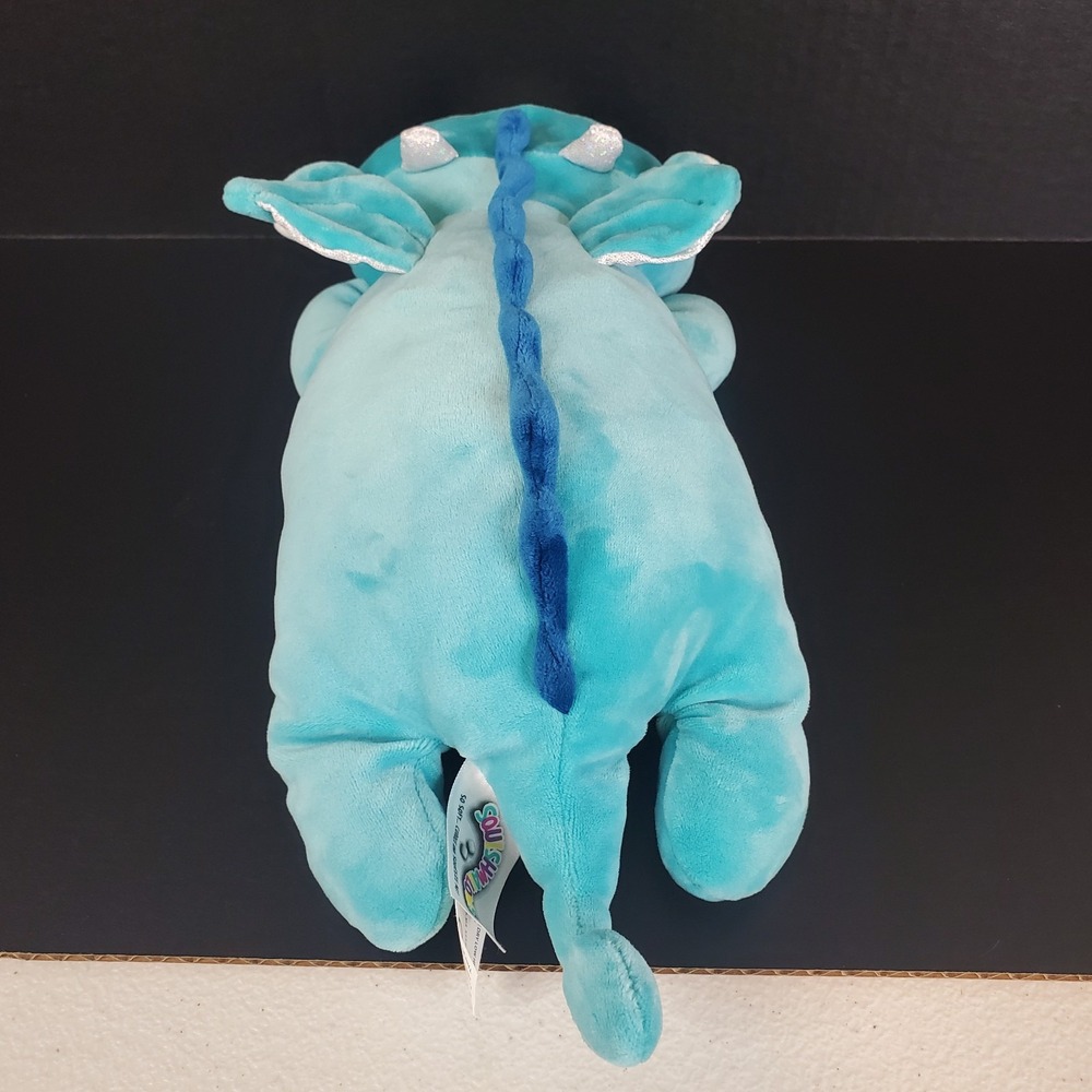 Squishmallows Laying Dragon Tatiana Plush Teal Blue Stackable Cuddle Hug Me 13" - Picture 4 of 10